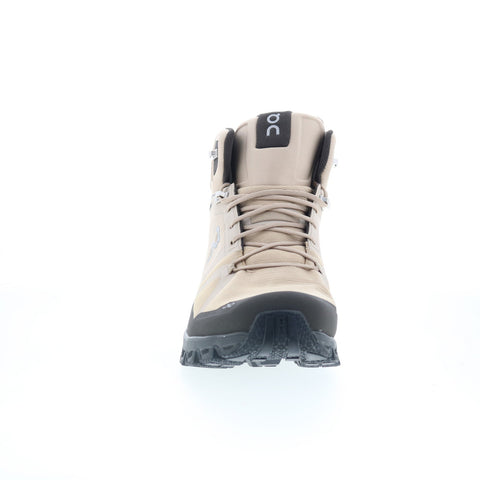 On Cloudrock Waterproof 24 Womens Beige Mesh Lace Up Hiking Boots