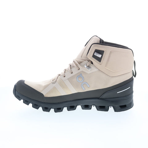 On Cloudrock Waterproof 24 Womens Beige Mesh Lace Up Hiking Boots