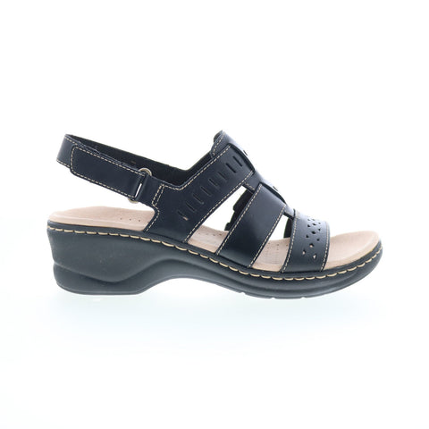 Clarks Camzin Hale 26146438 Womens Black Leather Slides Sandals Shoes