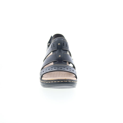 Clarks Camzin Hale 26146438 Womens Black Leather Slides Sandals Shoes