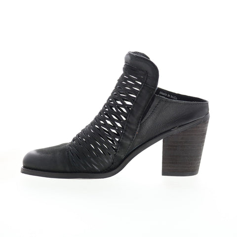 Diba True Landing Crew 23523 Womens Black Leather Heeled Sandals Shoes