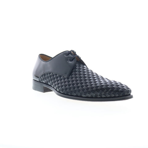 Mezlan Safaga Black Woven Derby 23739 Mens Black Leather Oxfords Casual Shoes