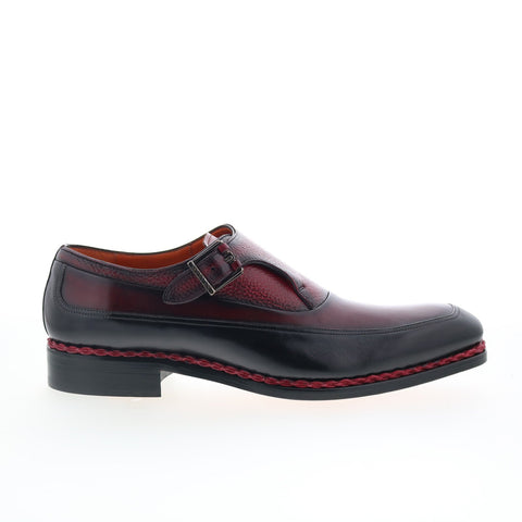 Mezlan Two-Toned Monk Strap 23747 Mens Burgundy Leather Loafers Casual Shoes