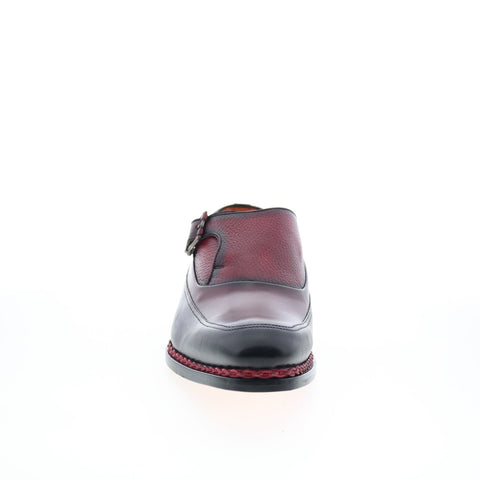 Mezlan Two-Toned Monk Strap 23747 Mens Burgundy Leather Loafers Casual Shoes