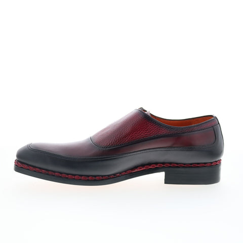 Mezlan Two-Toned Monk Strap 23747 Mens Burgundy Leather Loafers Casual Shoes