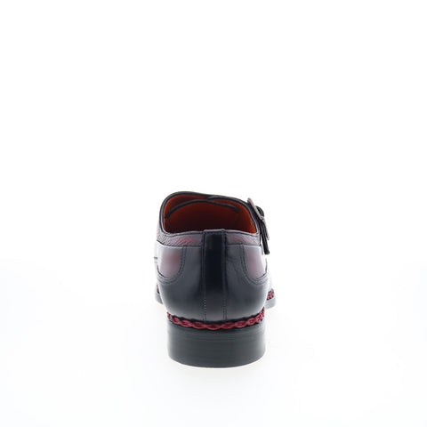 Mezlan Two-Toned Monk Strap 23747 Mens Burgundy Leather Loafers Casual Shoes