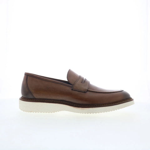 Johnston & Murphy 24-6386 Mens Brown Leather Loafers & Slip Ons Penny Shoes