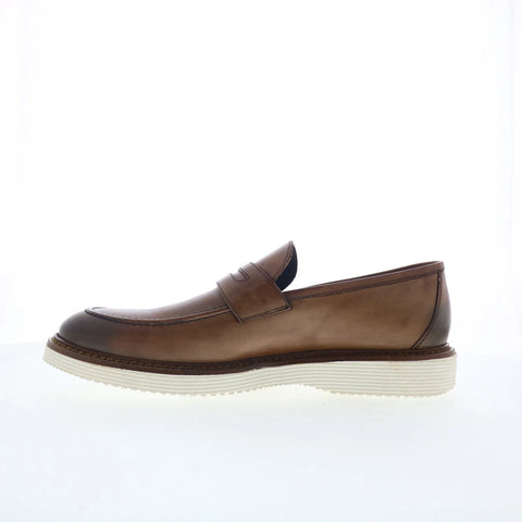 Johnston & Murphy 24-6386 Mens Brown Leather Loafers & Slip Ons Penny Shoes