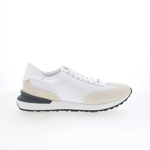 Johnston & Murphy 24-6398 Mens White Suede Lace Up Lifestyle Sneakers Shoes