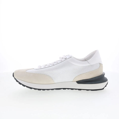 Johnston & Murphy 24-6398 Mens White Suede Lace Up Lifestyle Sneakers Shoes