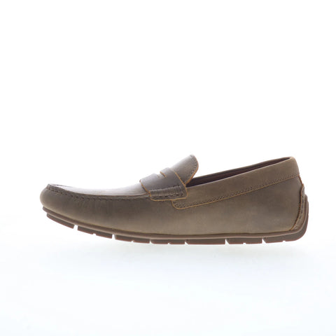 Johnston & Murphy 24-6476 Mens Brown Leather Loafers & Slip Ons Penny Shoes