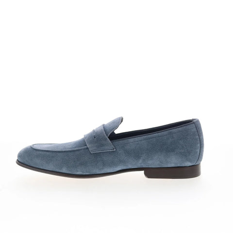 Johnston & Murphy 24-6957 Mens Blue Suede Loafers & Slip Ons Penny Shoes
