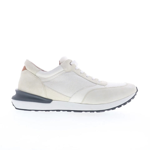 Johnston & Murphy 24-6988 Mens White Suede Lace Up Lifestyle Sneakers Shoes
