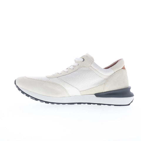 Johnston & Murphy 24-6988 Mens White Suede Lace Up Lifestyle Sneakers Shoes