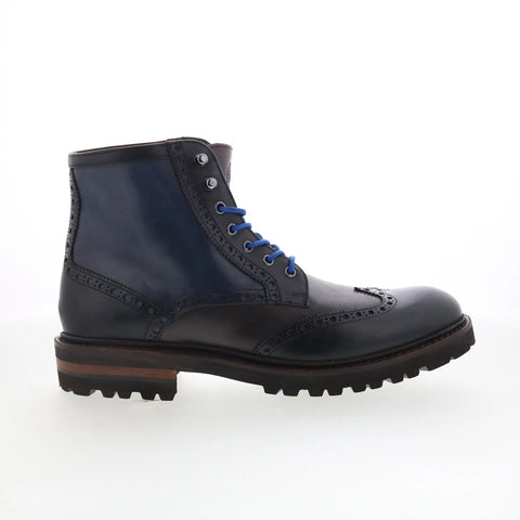 Johnston & Murphy 24-7116 Mens Blue Leather Lace Up Casual Dress Boots