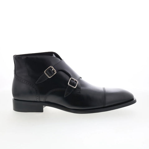 Johnston & Murphy 24-7245 Mens Black Leather Hook & Loop Casual Dress Boots
