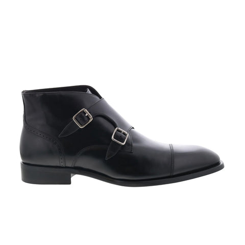 Johnston & Murphy 24-7245 Mens Black Leather Hook & Loop Casual Dress Boots