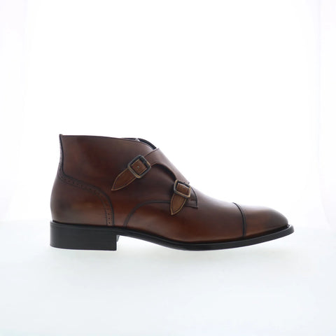 Johnston & Murphy 24-7250 Mens Brown Leather Hook & Loop Casual Dress Boots
