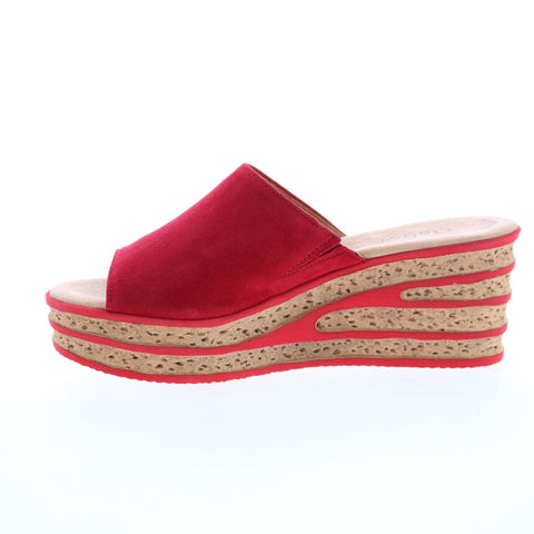 Gabor 24-650-15 Womens Red Slip On Wedges Sandals Shoes