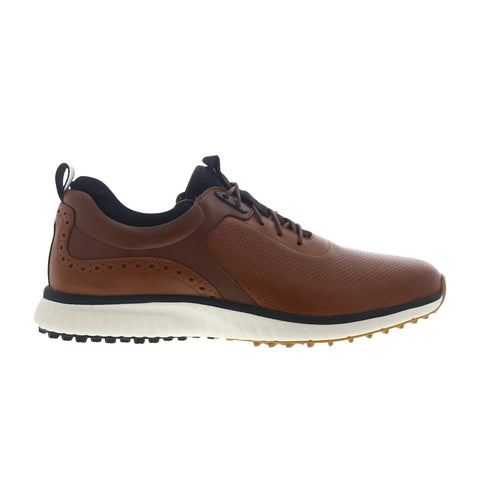 Johnston & Murphy 25-3960 Mens Brown Leather Lace Up Athletic Golf Shoes