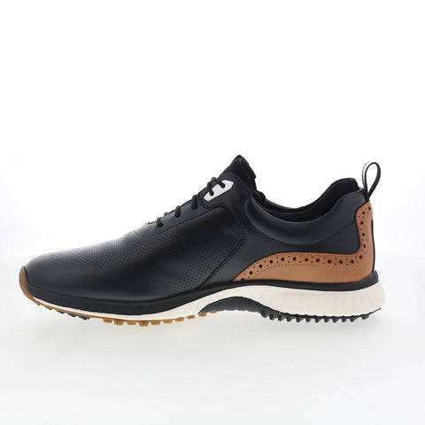 Johnston & Murphy 25-3961 Mens Black Leather Lace Up Athletic Golf Shoes