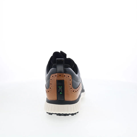 Johnston & Murphy 25-3961 Mens Black Leather Lace Up Athletic Golf Shoes
