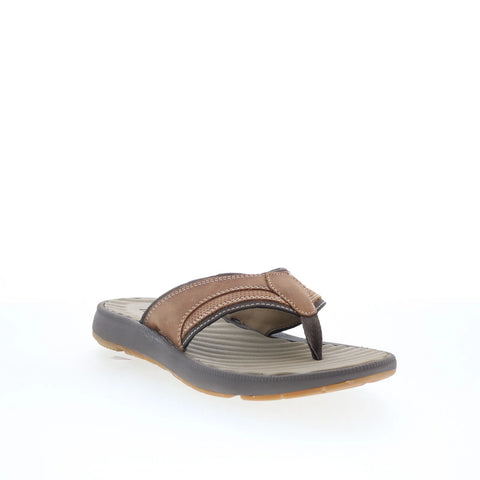 Johnston & Murphy 25-8652 Mens Green Leather Flip-Flops Sandals Shoes