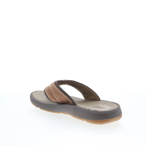 Johnston & Murphy 25-8652 Mens Green Leather Flip-Flops Sandals Shoes