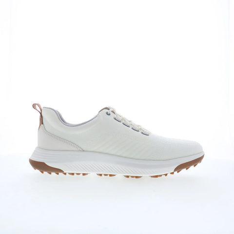 Johnston & Murphy 25-9668 Mens White Leather Lace Up Athletic Golf Shoes