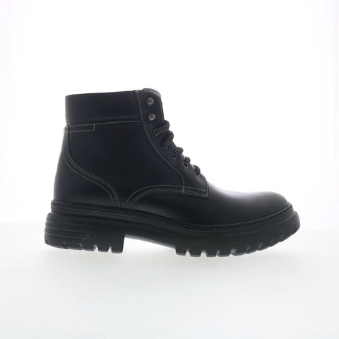 Johnston & Murphy 25-9681 Mens Black Leather Lace Up Casual Dress Boots