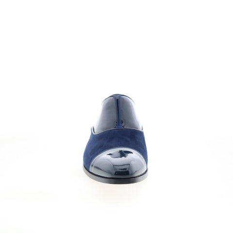 Mezlan Patent Calfskin Leather Mens Blue Loafers & Slip Ons Casual Shoes