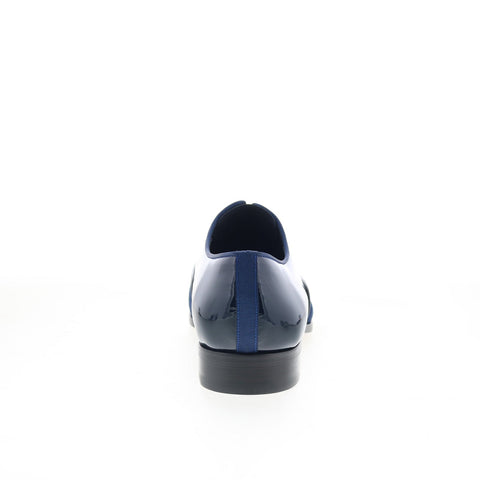 Mezlan Patent Calfskin Leather Mens Blue Loafers & Slip Ons Casual Shoes