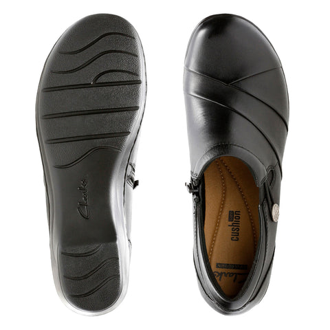 Clarks Channing Ann 26113341 Womens Black Leather Loafer Flats Shoes