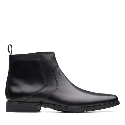 Clarks Tilden Zip 26127729 Mens Black Leather Zipper Casual Dress Boots