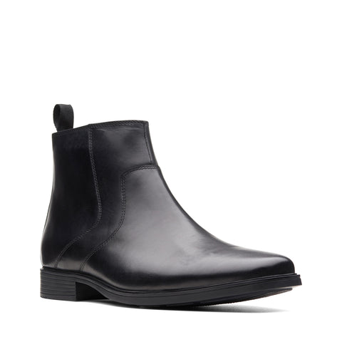 Clarks Tilden Zip 26127729 Mens Black Leather Zipper Casual Dress Boots