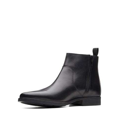 Clarks Tilden Zip 26127729 Mens Black Leather Zipper Casual Dress Boots