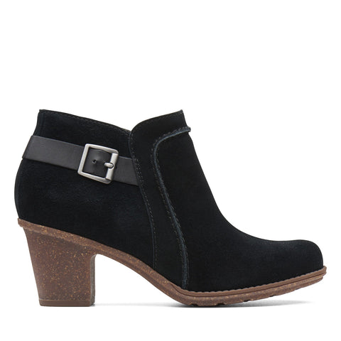 Clarks Sashlin Ester 26136349 Womens Black Suede Ankle & Booties Boots