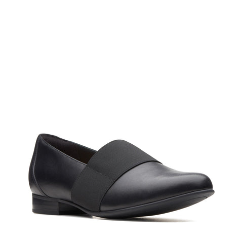 Clarks Un Blush Lo 26137101 Womens Black Leather Slip On Loafer Flats Shoes