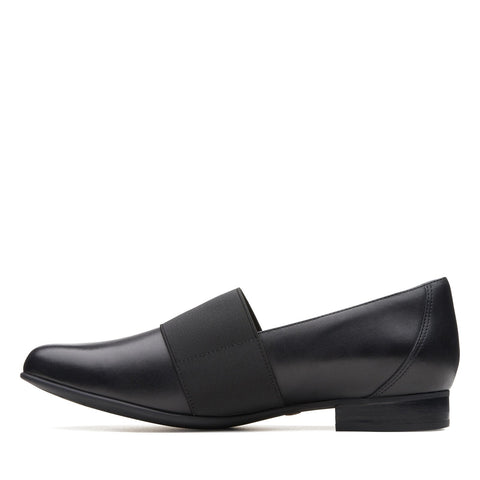 Clarks Un Blush Lo 26137101 Womens Black Leather Slip On Loafer Flats Shoes