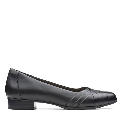 Clarks Juliet Petra 26138759 Womens Black Leather Slip On Pumps Heels Shoes