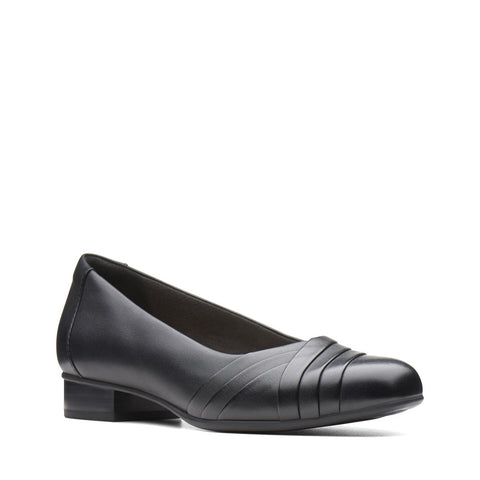 Clarks Juliet Petra 26138759 Womens Black Leather Slip On Pumps Heels Shoes