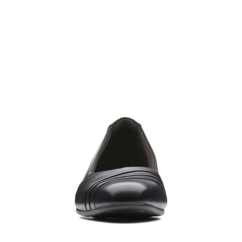 Clarks Juliet Petra 26138759 Womens Black Leather Slip On Pumps Heels Shoes