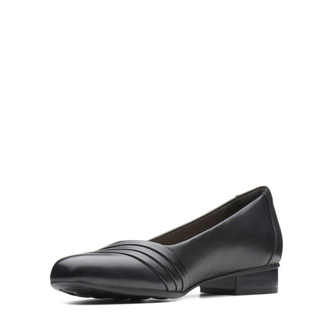 Clarks Juliet Petra 26138759 Womens Black Leather Slip On Pumps Heels Shoes