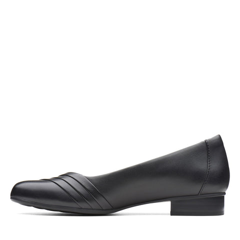 Clarks Juliet Petra 26138759 Womens Black Leather Slip On Pumps Heels Shoes