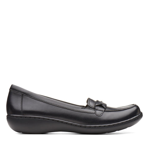 Clarks Ashland Lily 26138776 Womens Black Narrow Loafer Flats Shoes
