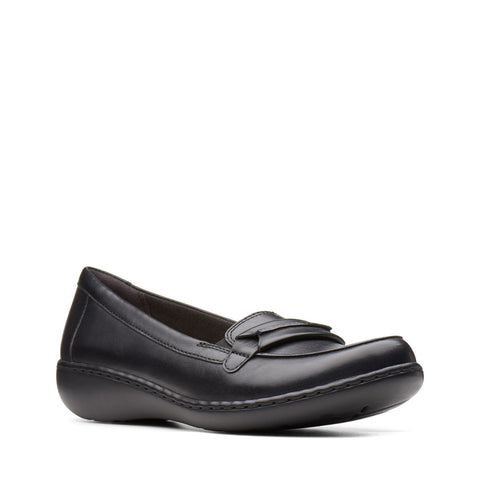 Clarks Ashland Lily 26138776 Womens Black Narrow Loafer Flats Shoes