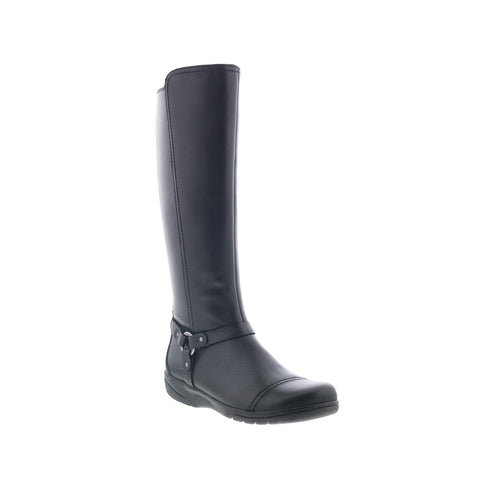 Clarks Cheyn Lindie 26144402 Womens Black Leather Zipper Knee High Boots