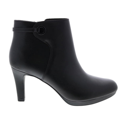 Clarks Adriel Mae 26144417 Womens Black Leather Zipper Ankle & Booties Boots