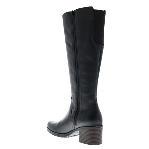 Clarks Hollis Moon WS 26146919 Womens Black Leather Slip On Knee High Boots