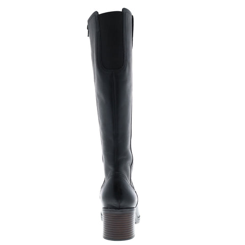 Clarks Hollis Moon WS 26146919 Womens Black Leather Slip On Knee High Boots